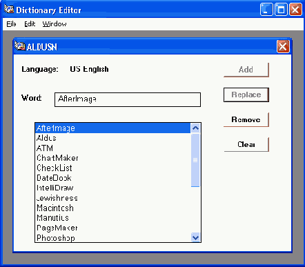   Dictionary Editor   